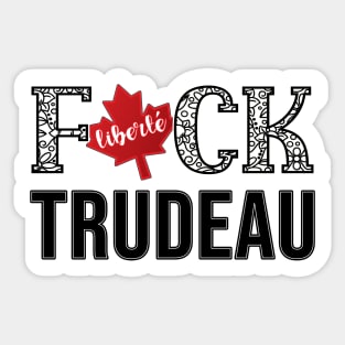 F-CK TRUDEAU SAVE CANADA FREEDOM CONVOY OF TRUCKERS WHITE LETTERS Sticker
